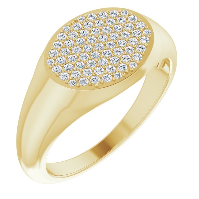 14k Yellow 1/3 Ctw Natural Diamond Signet Ring