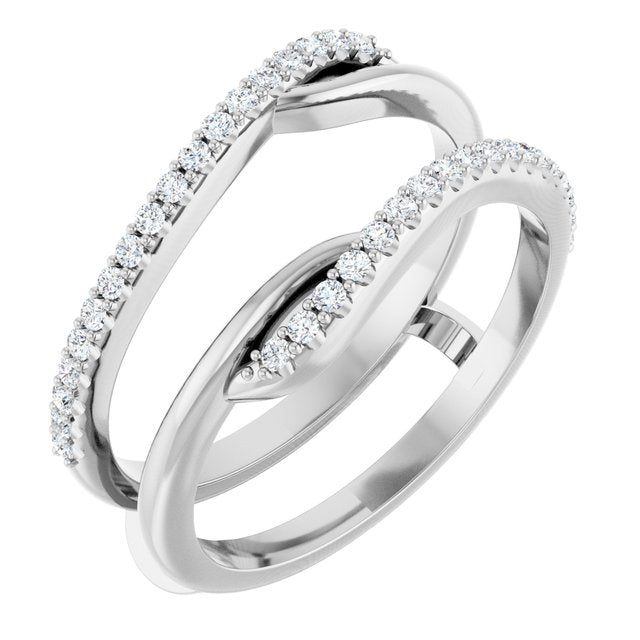14k White 1/4 Ctw Natural Diamond Ring Guard