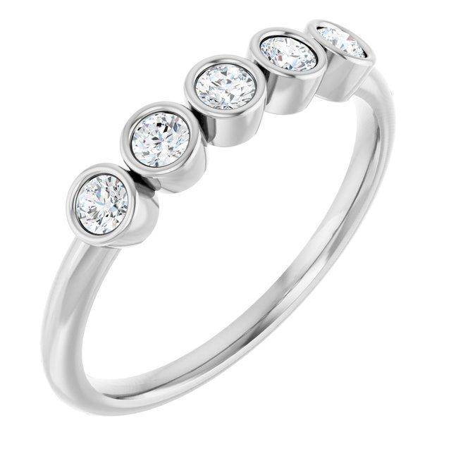 14k White 1/3 Ctw Natural Diamond Five-stone Ring