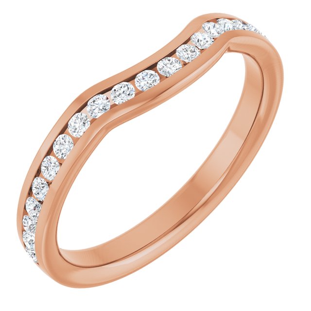 14k Rose 1/3 Ctw Natural Diamond Contour Band