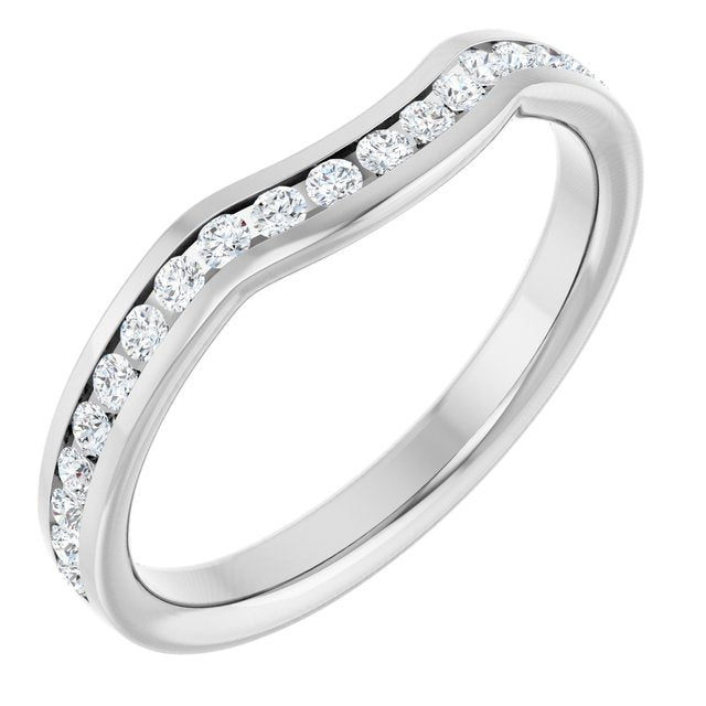 14k White 1/3 Ctw  Natural Diamond Contour Band