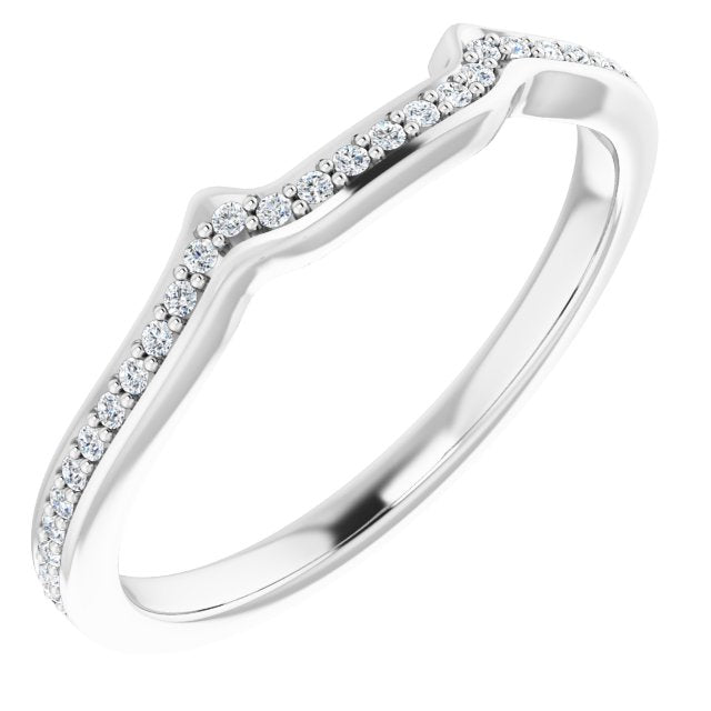 14k White .08 Ctw Natural Diamond Band For 5.5 Mm Square Ring