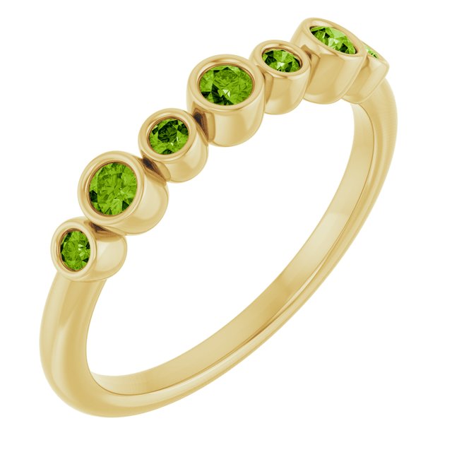 14k Yellow Natural Peridot Bezel-set Ring