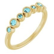 14k Yellow Natural Blue Zircon Bezel-set Ring