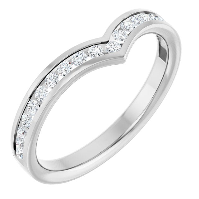 14k White 1/4 Ctw Natural Diamond Contour Band