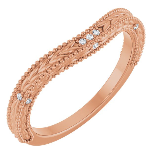 14k Rose .03 Ctw Natural Diamond Contour Band
