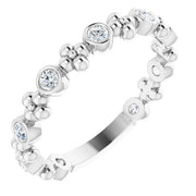 14k White 1/4 Ctw Natural Diamond Beaded Ring