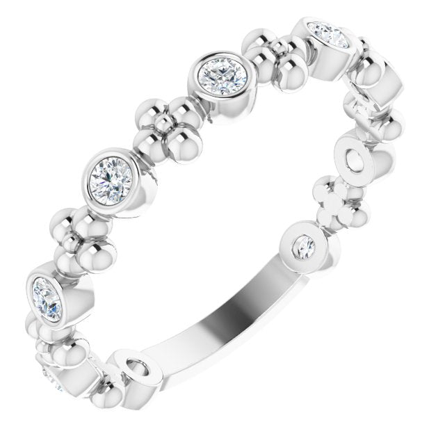 14k White 1/4 Ctw Natural Diamond Beaded Ring