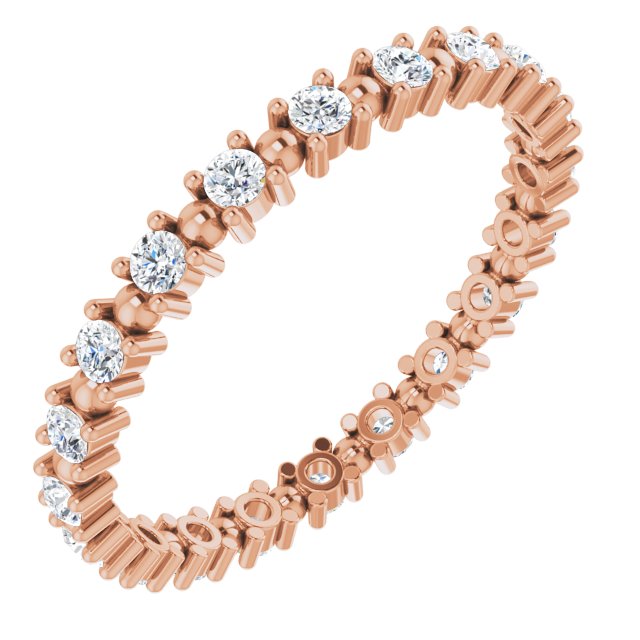 14k Rose 3/8 Ctw Natural Diamond Eternity Band Size 5.5