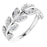 14k White 1/5 Ctw Natural Diamond Leaf Ring