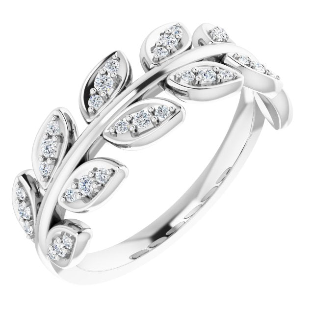 14k White 1/5 Ctw Natural Diamond Leaf Ring