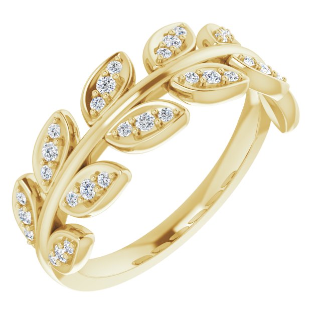 14k Yellow 1/5 Ctw Natural Diamond Leaf Ring