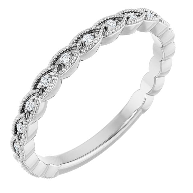 14k White .07 Ctw Natural Diamond Anniversary Band