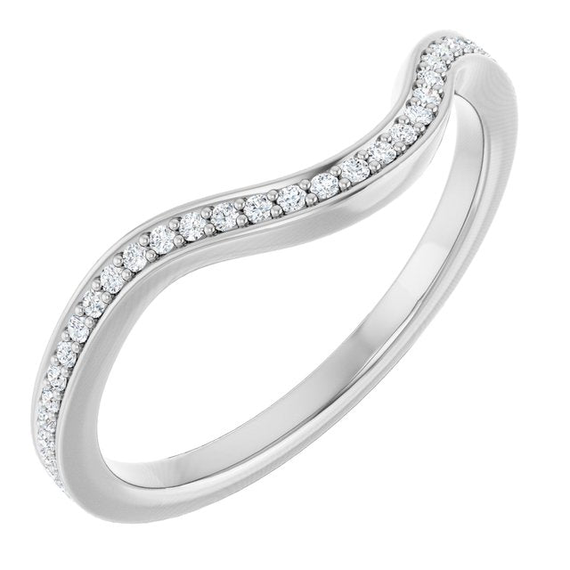 14k White 1/8 Ctw Natural Diamond Band For 6.5 Mm Round Ring