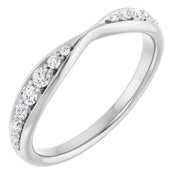 14k White 1/5 Ctw Natural Diamond Pinched Contour Band