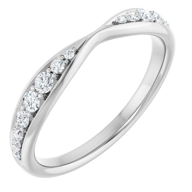 14k White 1/5 Ctw Natural Diamond Pinched Contour Band