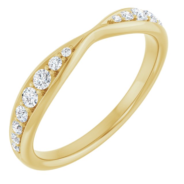 14k Yellow 1/5 Ctw Natural Diamond Pinched Contour Band