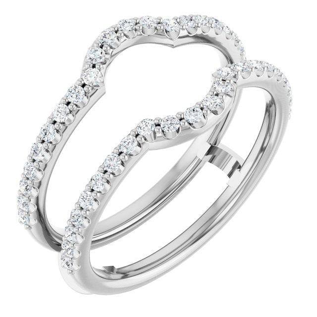 14k White 3/8 Ctw Natural Diamond Ring Guard