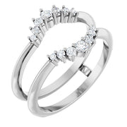 14k White 1/4 Ctw Natural Diamond Ring Guard