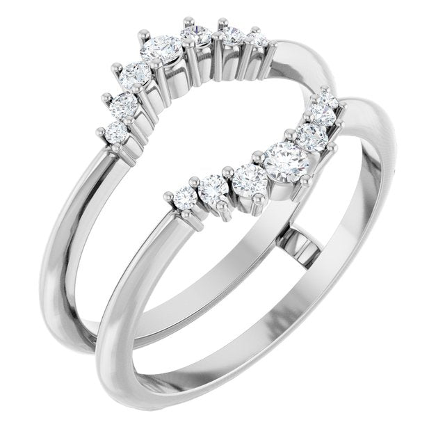 14k White 1/4 Ctw Natural Diamond Ring Guard