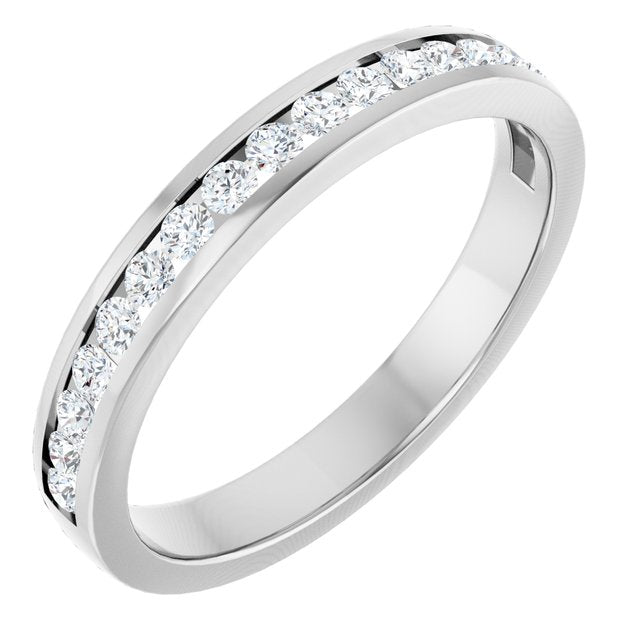 14k White 3/8 Ctw Natural Diamond Channel Set Anniversary Band