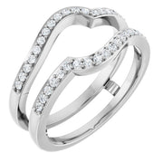 14k White 1/4 Ctw Natural Diamond Ring Guard