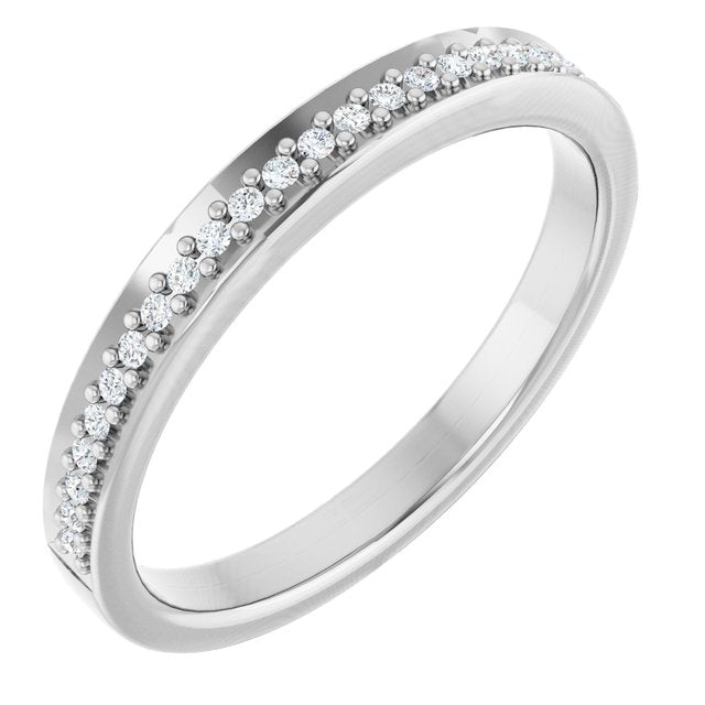 14k White 1/8 Ctw Natural Diamond Band