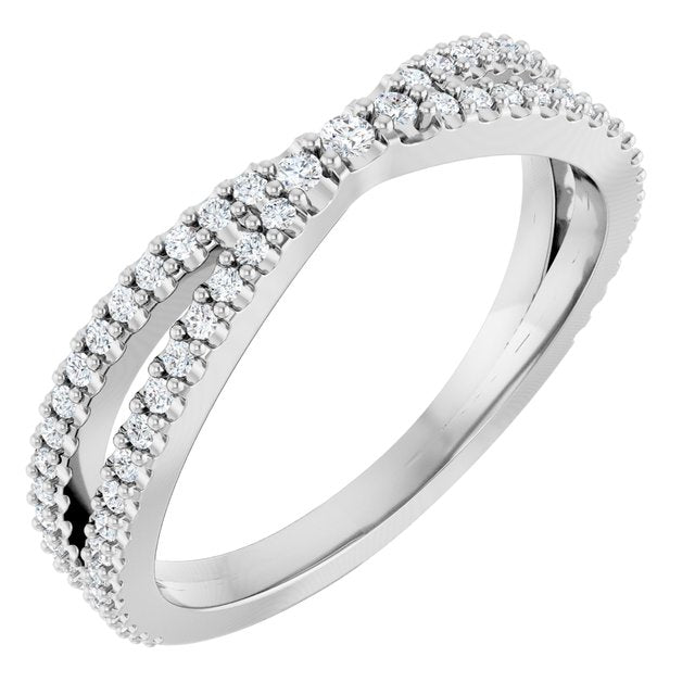 14k White 1/3 Ctw Natural Diamond Contour Band