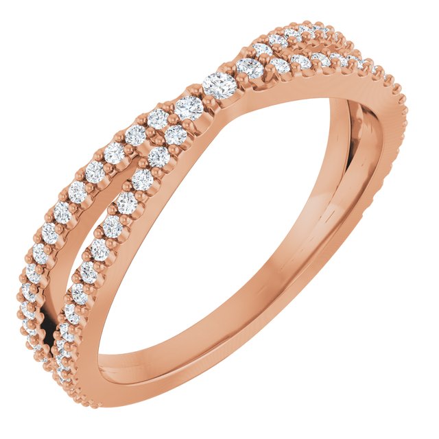 14k Rose 1/3 Ctw Natural Diamond Contour Band