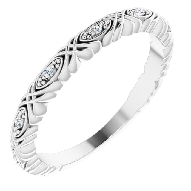 14k White .05 Ctw Natural Diamond Anniversary Band