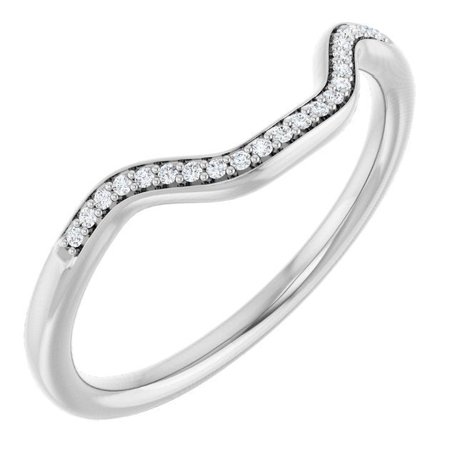 14k White .06 Ctw Diamond Band For 7x5 Mm Emerald Ring