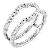14k White 1/3 Ctw Natural Diamond Ring Guard