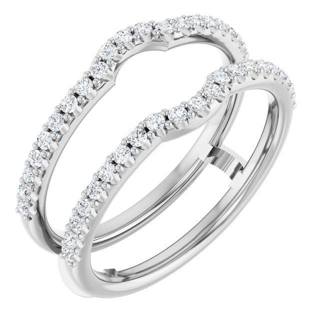 14k White 1/3 Ctw Natural Diamond Ring Guard
