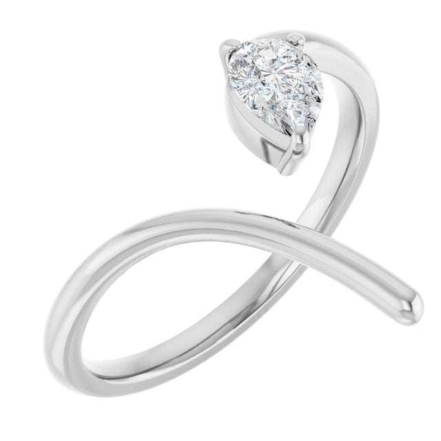 14k White 1/3 Ctw Natural Diamond Negative Space Ring