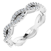14k White 1/3 Ctw Natural Diamond Infinity-inspired Eternity Band Size 4.5