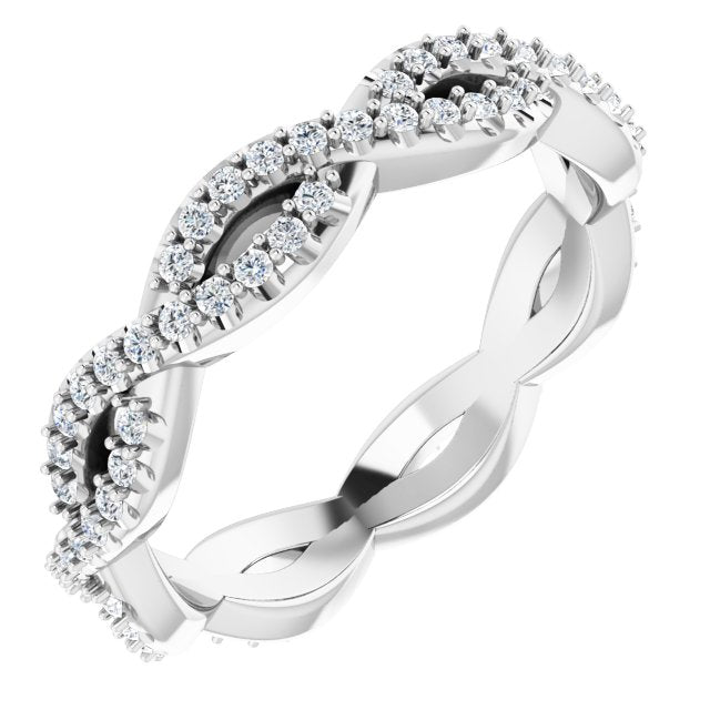 14k White 1/3 Ctw Natural Diamond Infinity-inspired Eternity Band Size 4.5