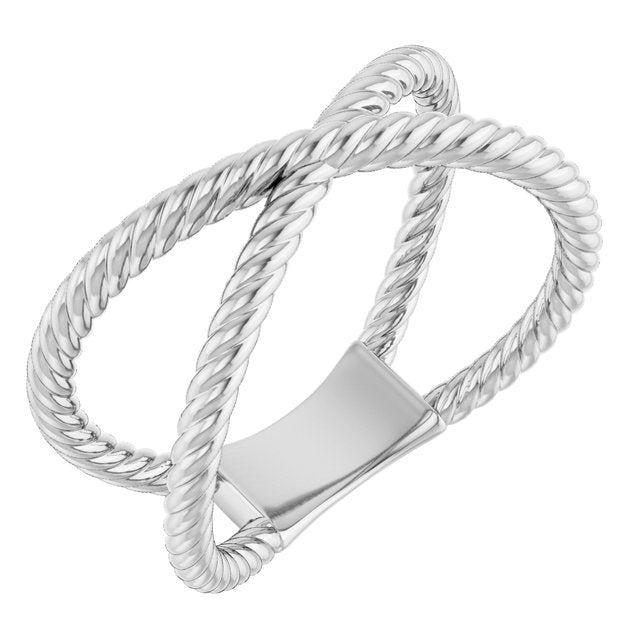 Sterling Silver Rope Criss-cross Ring