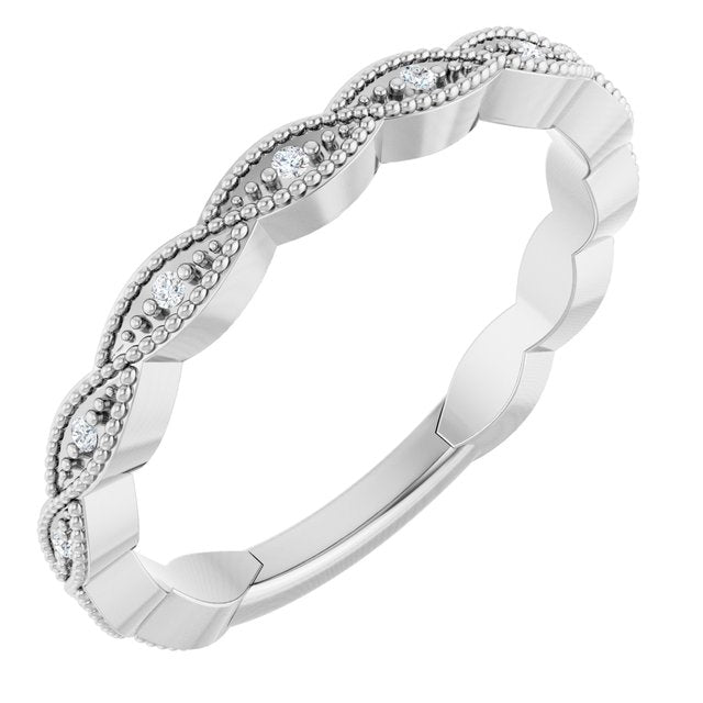 14k White .05 Ctw Natural Diamond Anniversary Band