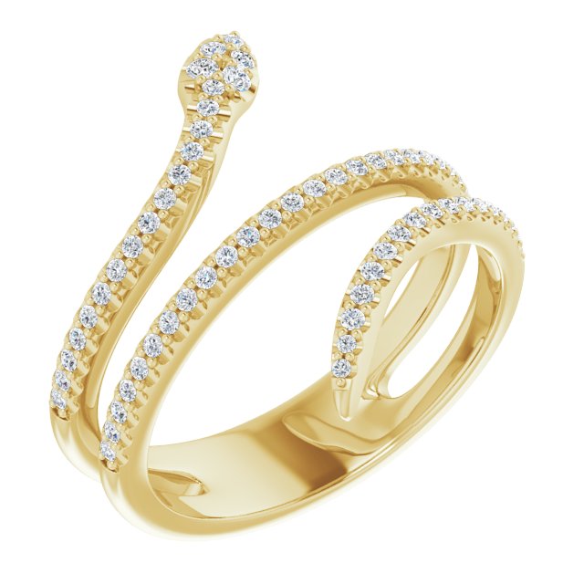 14k Yellow 1/3 Ctw Natural Diamond Snake Ring