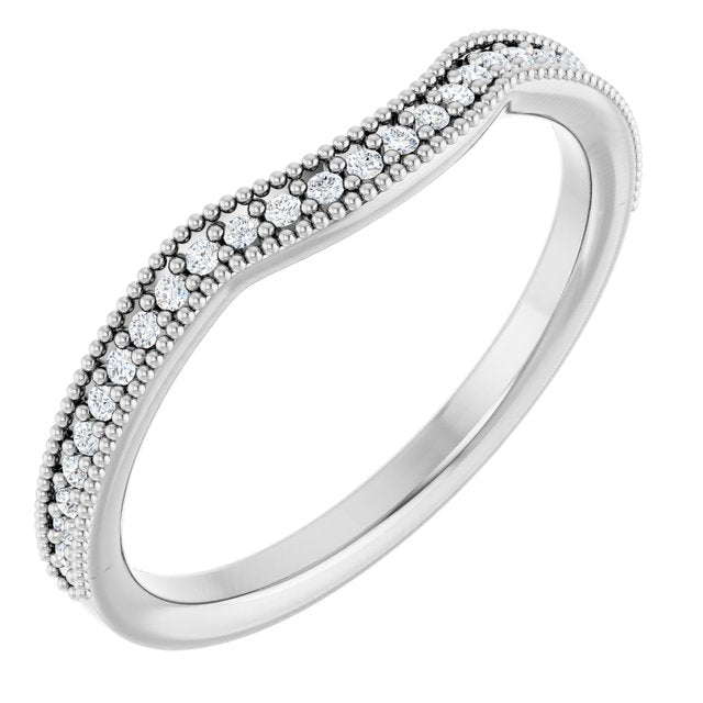 14k White 1/8 Ctw Natural Diamond Contour Band