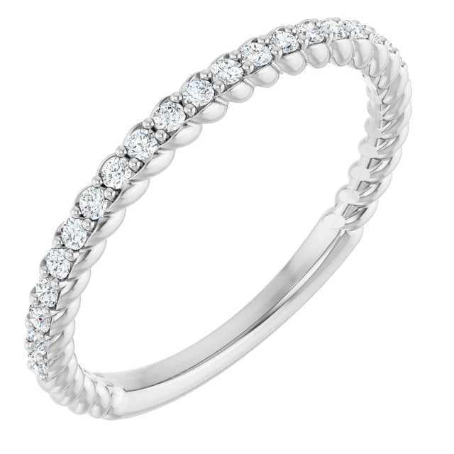 14k White 1/5 Ctw Natural Diamond Rope Anniversary Band