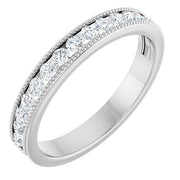 14k White 1/2 Ctw Natural Diamond Milgrain Anniversary Band