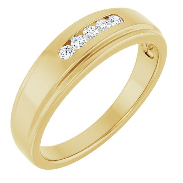 14k Yellow 1/6 Ctw Natural Diamond 5-stone Band