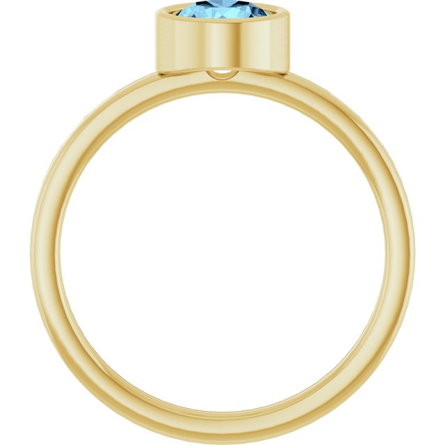 14k Yellow 6 Mm Natural Aquamarine Ring