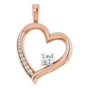 14k Rose 1/3 Ctw Natural Diamond Pendant