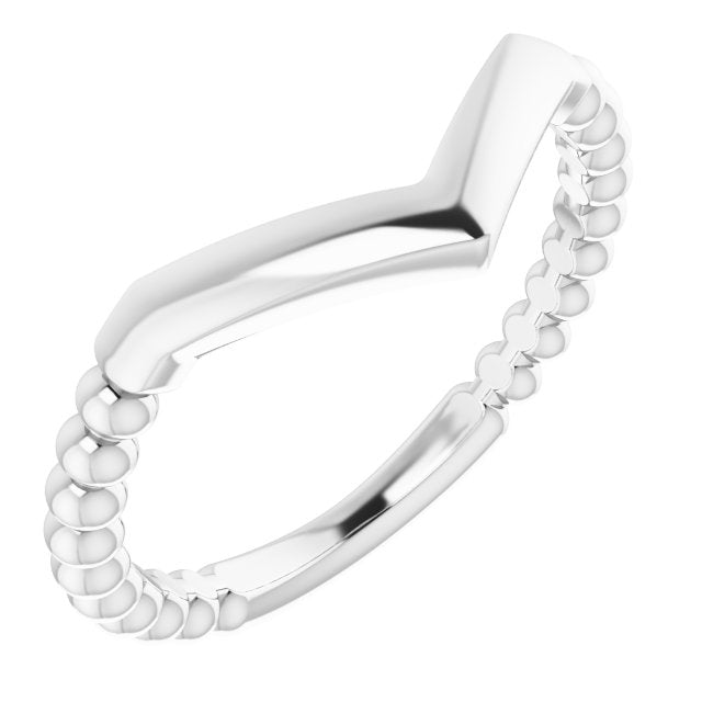 Sterling Silver Stackable Beaded V-ring