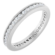 14k White 1/2 Ctw Natural Diamond Eternity Milgrain Band Size 7