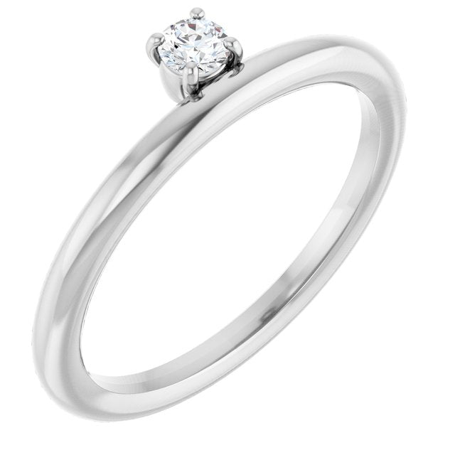 14k White 1/10 Ct Natural Diamond Stackable Ring