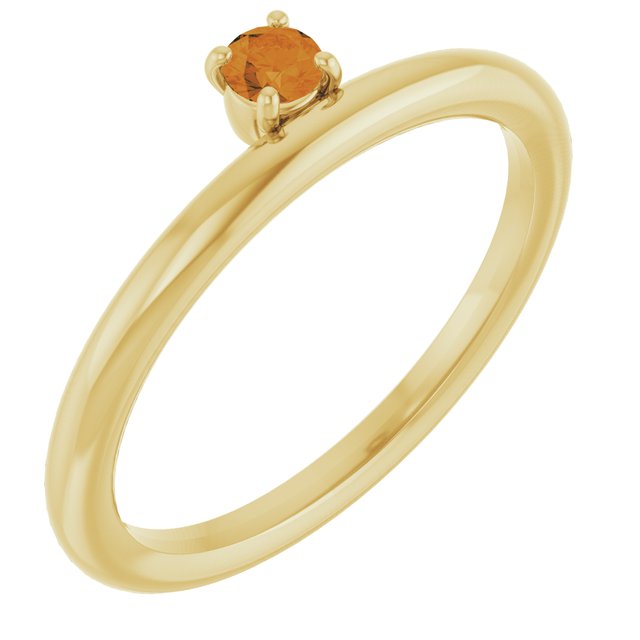 14k Yellow Natural Citrine Stackable Ring