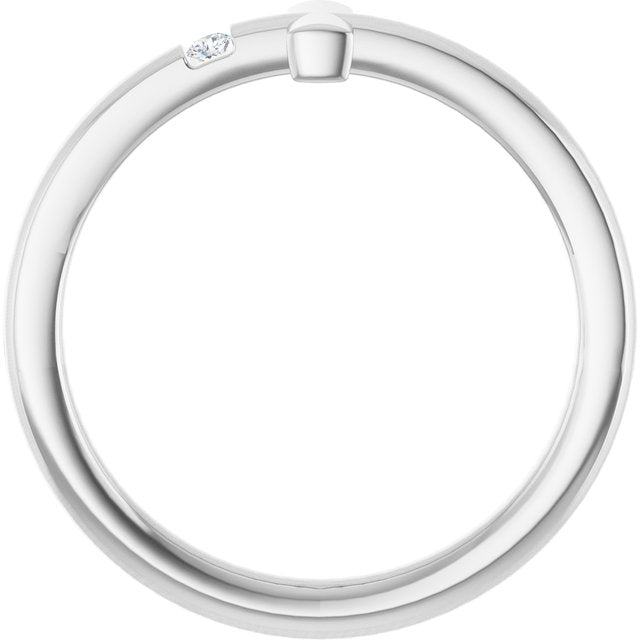Sterling Silver .015 Ctw Natural Diamond Youth Sideways Cross Ring